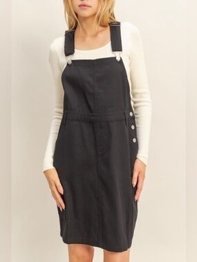 Black Overall Denim Jumper Dress - Women Jeans